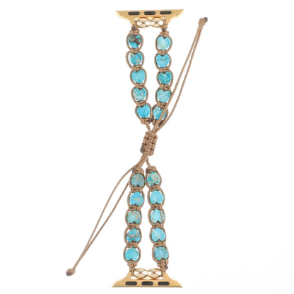 For Apple Watch Ultra 49mm Heart Stones Drawstring Chain Watch Band(Blue) by bashfashion