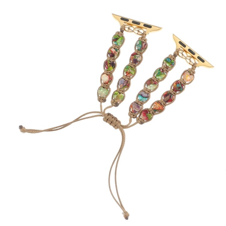 For Apple Watch Series 8 41mm Heart Stones Drawstring Chain Watch Band(Colorful) by bashfashion