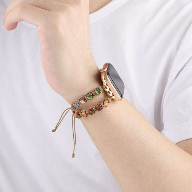 For Apple Watch Series 2 42mm Heart Stones Drawstring Chain Watch Band(Colorful) by bashfashion