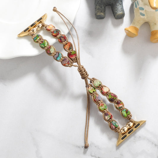 For Apple Watch Series 2 38mm Heart Stones Drawstring Chain Watch Band(Colorful) by bashfashion