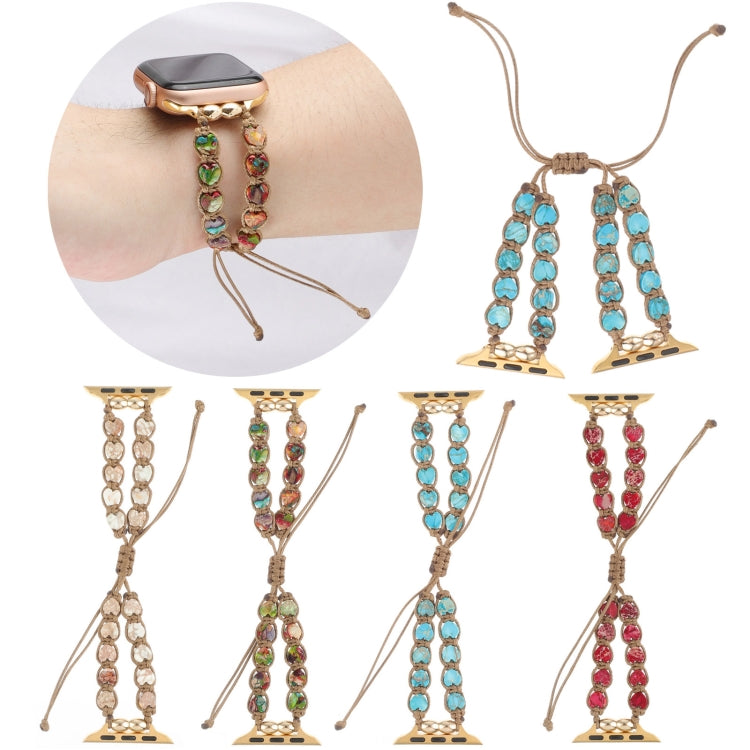 For Apple Watch Series 3 42mm Heart Stones Drawstring Chain Watch Band(Colorful) by bashfashion