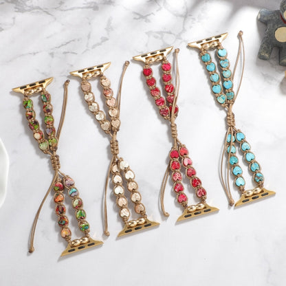 For Apple Watch Series 3 38mm Heart Stones Drawstring Chain Watch Band(Colorful) by bashfashion