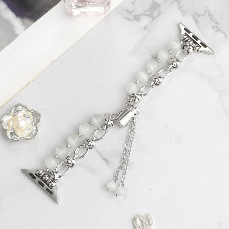 For Apple Watch Ultra 2 49mm Pearl Chain Metal Bracelet Watch Band(White Silver) by bashfashion