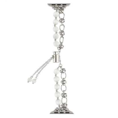 For Apple Watch Ultra 2 49mm Pearl Chain Metal Bracelet Watch Band(White Silver) by bashfashion