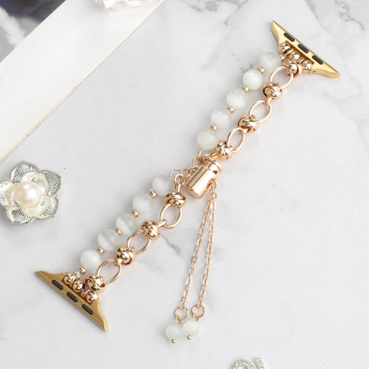 For Apple Watch Ultra 49mm Pearl Chain Metal Bracelet Watch Band(White Gold) by bashfashion