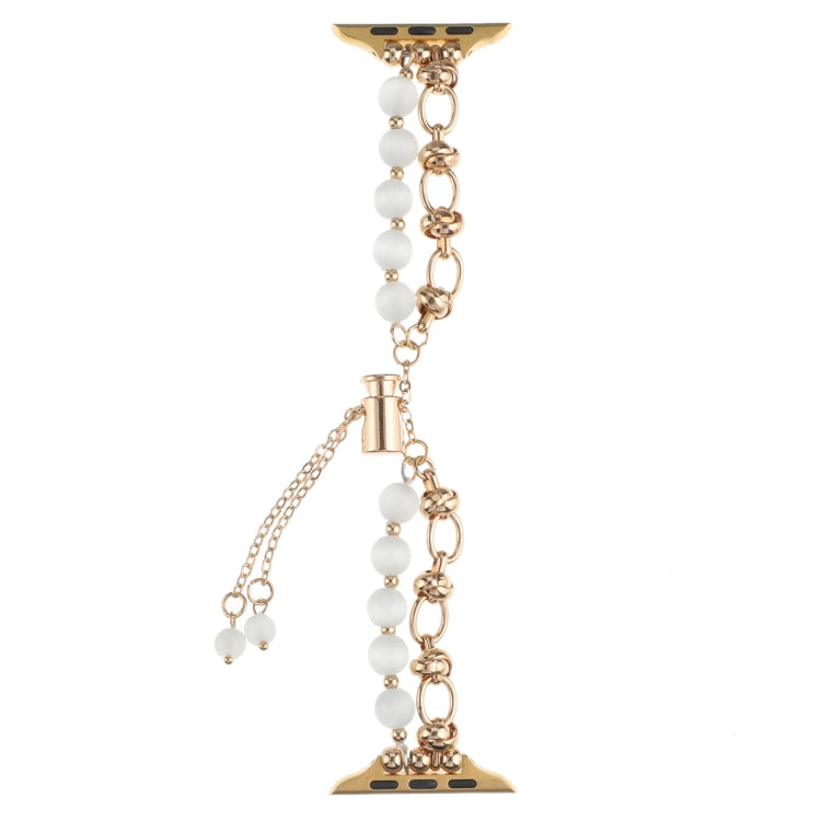 For Apple Watch Ultra 49mm Pearl Chain Metal Bracelet Watch Band(White Gold) by bashfashion