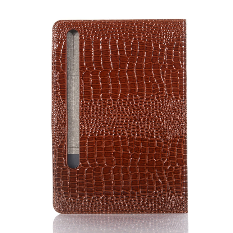 For Samsung Galaxy Tab S9 FE Crocodile Texture Leather Tablet Case(Brown) by bashfashion