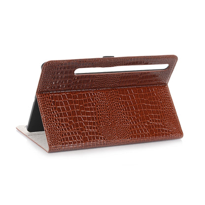 For Samsung Galaxy Tab S9 FE Crocodile Texture Leather Tablet Case(Brown) by bashfashion