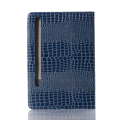 For Samsung Galaxy Tab S9 FE Crocodile Texture Leather Tablet Case(Blue) by bashfashion