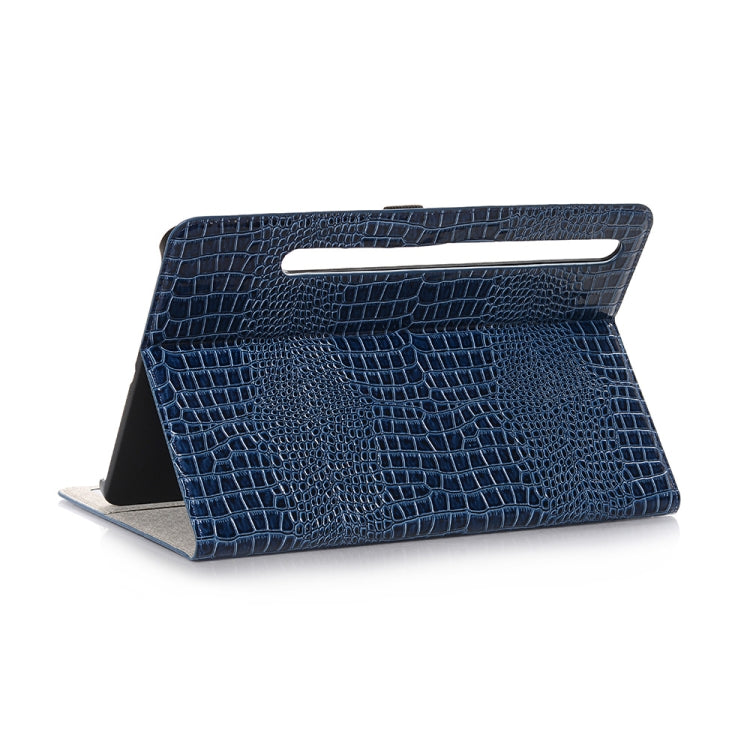 For Samsung Galaxy Tab S9 FE Crocodile Texture Leather Tablet Case(Blue) by bashfashion