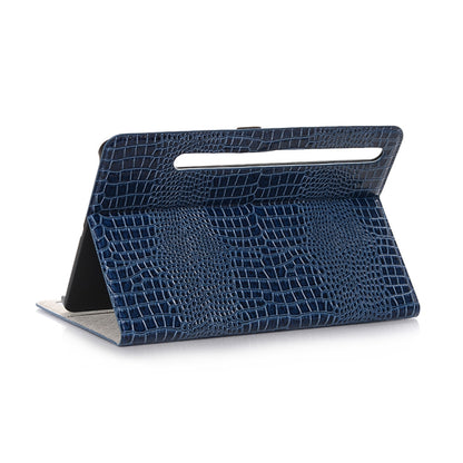 For Samsung Galaxy Tab S9 FE Crocodile Texture Leather Tablet Case(Blue) by bashfashion