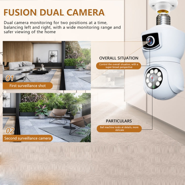 DP41 Bulb-type Dual-lens Motion Tracking Smart Camera Supports Voice Intercom(White) by bashfashion