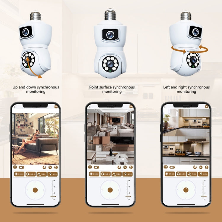 DP41 Bulb-type Dual-lens Motion Tracking Smart Camera Supports Voice Intercom(White) by bashfashion