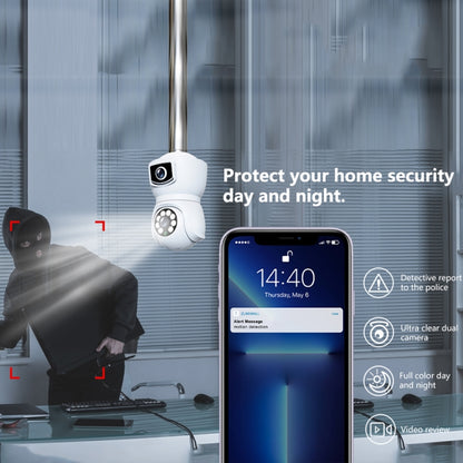 DP41 Bulb-type Dual-lens Motion Tracking Smart Camera Supports Voice Intercom(White) by bashfashion