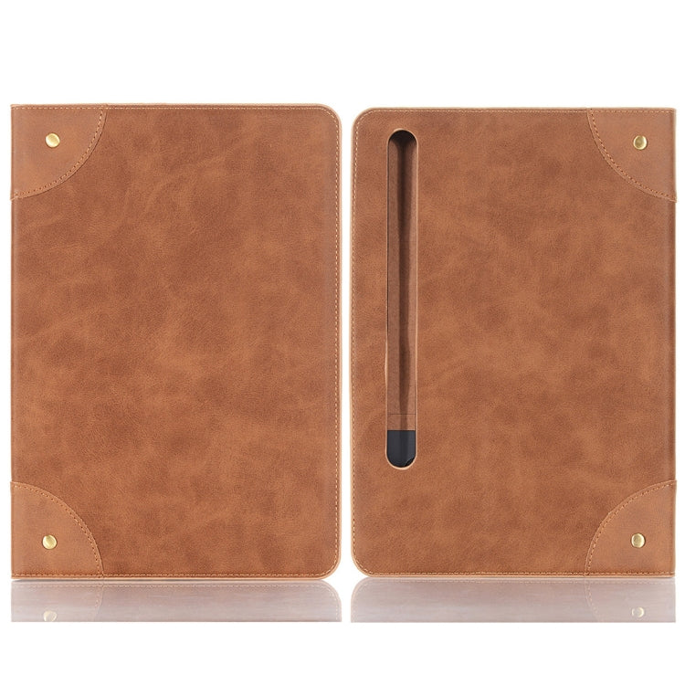For Samsung Galaxy Tab S9 FE Retro Book Leather Tablet Case(Light Brown) by bashfashion