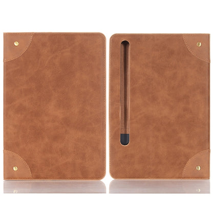 For Samsung Galaxy Tab S9 FE Retro Book Leather Tablet Case(Light Brown) by bashfashion