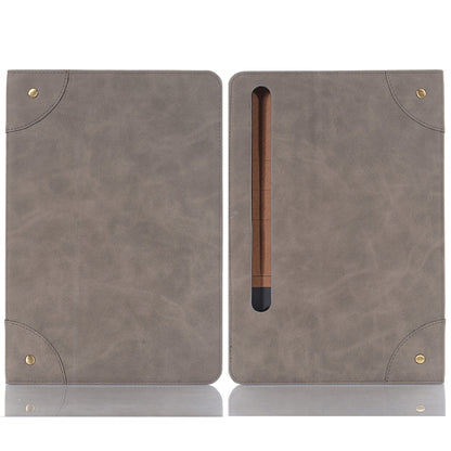 For Samsung Galaxy Tab S9 FE Retro Book Leather Tablet Case(Grey) by bashfashion