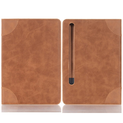 For Samsung Galaxy Tab S9 Retro Book Leather Tablet Case(Light Brown) by bashfashion