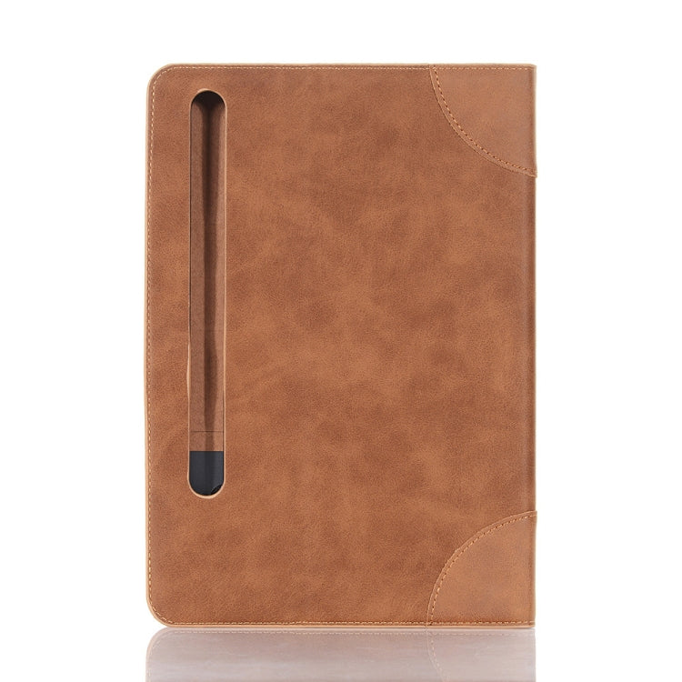 For Samsung Galaxy Tab S9 Retro Book Leather Tablet Case(Light Brown) by bashfashion