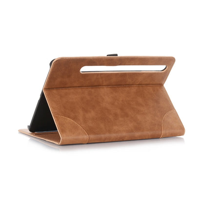 For Samsung Galaxy Tab S9 Retro Book Leather Tablet Case(Light Brown) by bashfashion