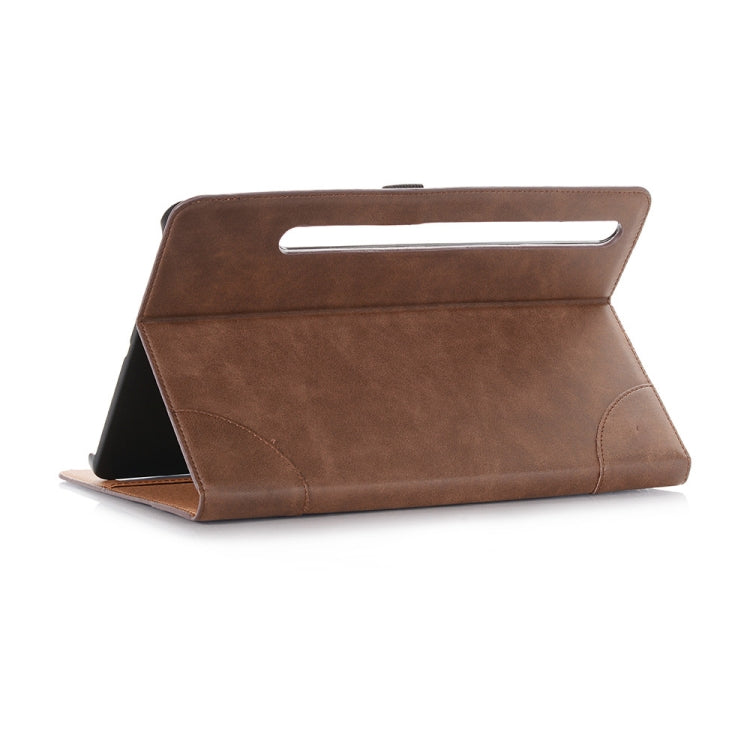 For Samsung Galaxy Tab S9 Retro Book Leather Tablet Case(Dark Brown) by bashfashion