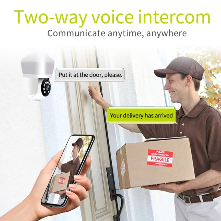 DP43 Bulb-type Motion Tracking Night Vision Smart Camera Supports Voice Intercom(White) by bashfashion