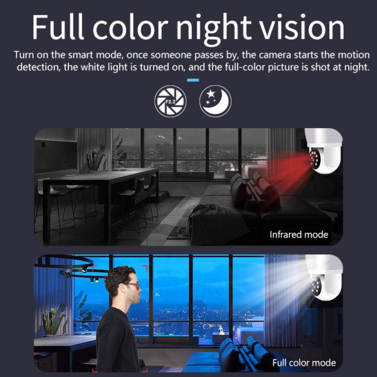 DP43 Bulb-type Motion Tracking Night Vision Smart Camera Supports Voice Intercom(White) by bashfashion