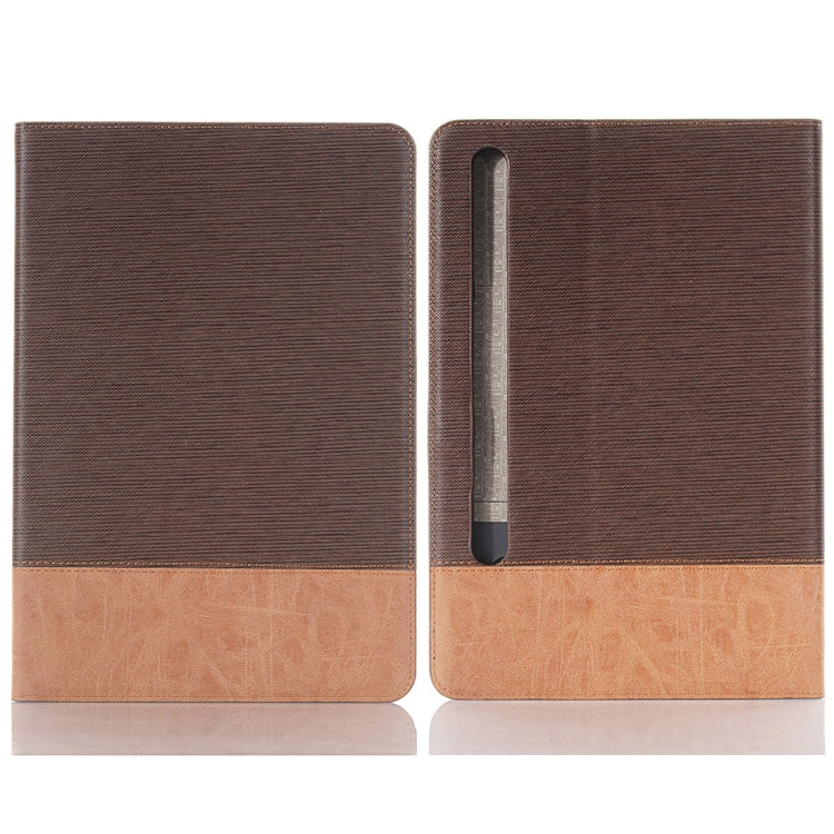 For Samsung Galaxy Tab S9 FE Cross Texture Stitching Leather Tablet Case(Dark Brown) by bashfashion