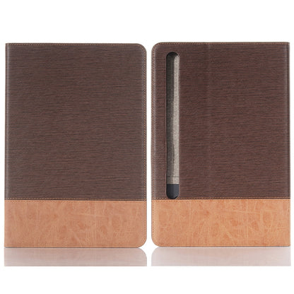 For Samsung Galaxy Tab S9 FE Cross Texture Stitching Leather Tablet Case(Dark Brown) by bashfashion