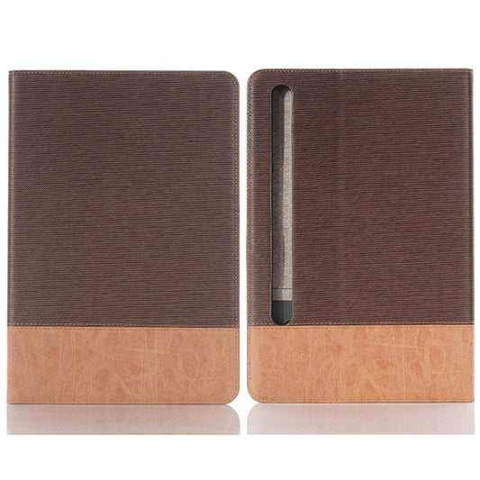 For Samsung Galaxy Tab S9 FE Cross Texture Stitching Leather Tablet Case(Dark Brown) by bashfashion
