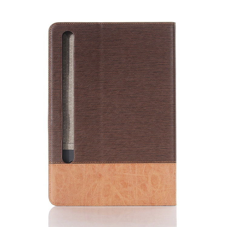 For Samsung Galaxy Tab S9 FE Cross Texture Stitching Leather Tablet Case(Dark Brown) by bashfashion