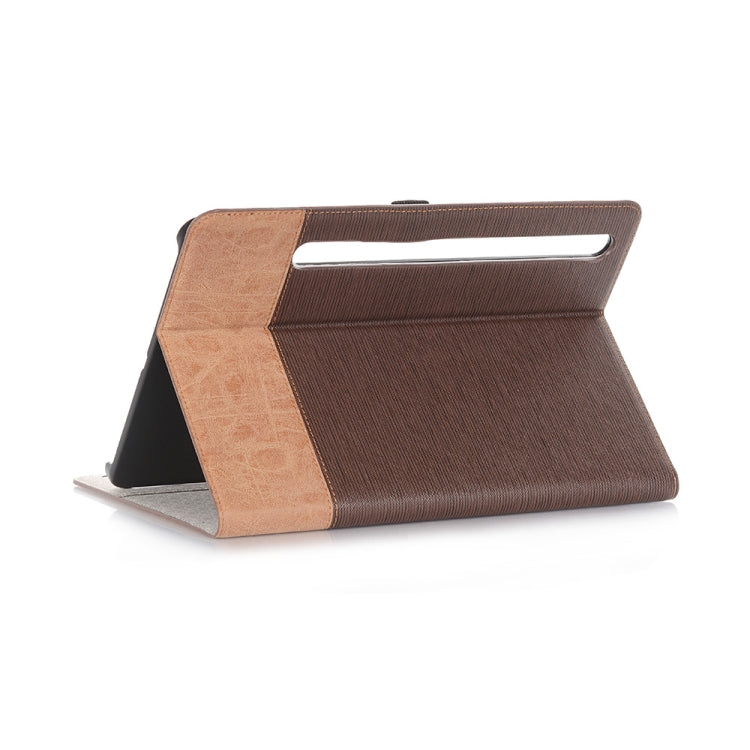 For Samsung Galaxy Tab S9 FE Cross Texture Stitching Leather Tablet Case(Dark Brown) by bashfashion