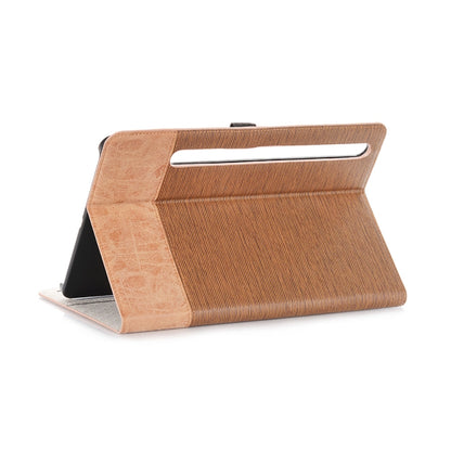 For Samsung Galaxy Tab S9 FE Cross Texture Stitching Leather Tablet Case(Light Brown) by bashfashion