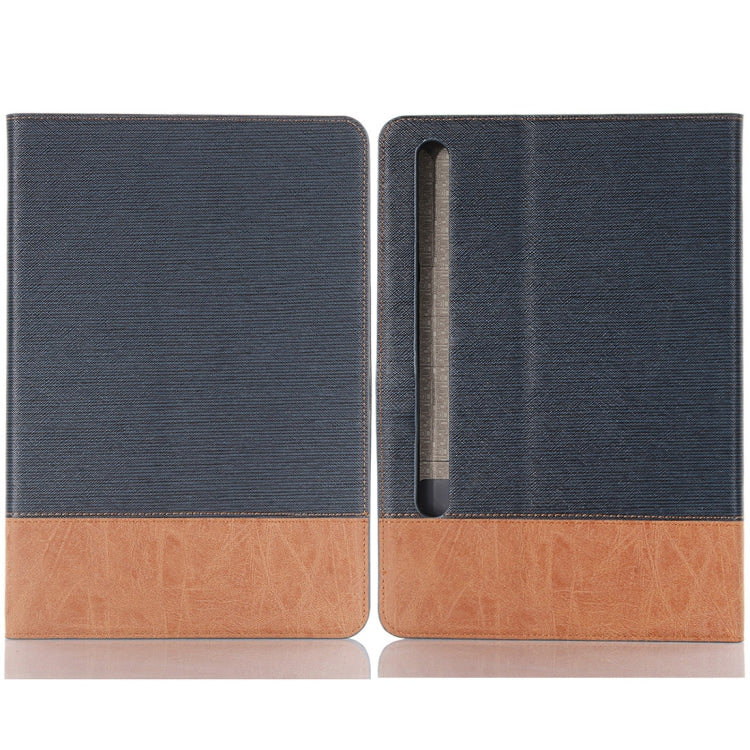 For Samsung Galaxy Tab S9 Cross Texture Stitching Leather Tablet Case(Dark Blue) by bashfashion