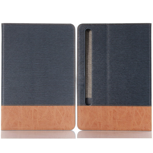 For Samsung Galaxy Tab S9 Cross Texture Stitching Leather Tablet Case(Dark Blue) by bashfashion