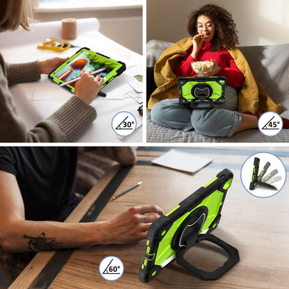 For iPad Air / Air 2 / 9.7 2018/2017 Contrast Color Robot Silicone Hybrid PC Tablet Case(Black Yellow Green) by bashfashion