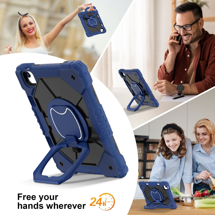 For iPad Air 11 2025 / 2024 Contrast Color Robot Silicone Hybrid PC Tablet Case(Navy Black) by bashfashion