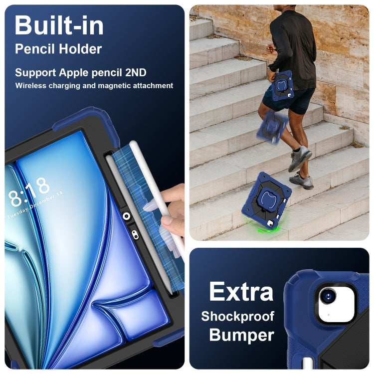 For iPad Air 11 2025 / 2024 Contrast Color Robot Silicone Hybrid PC Tablet Case(Navy Black) by bashfashion