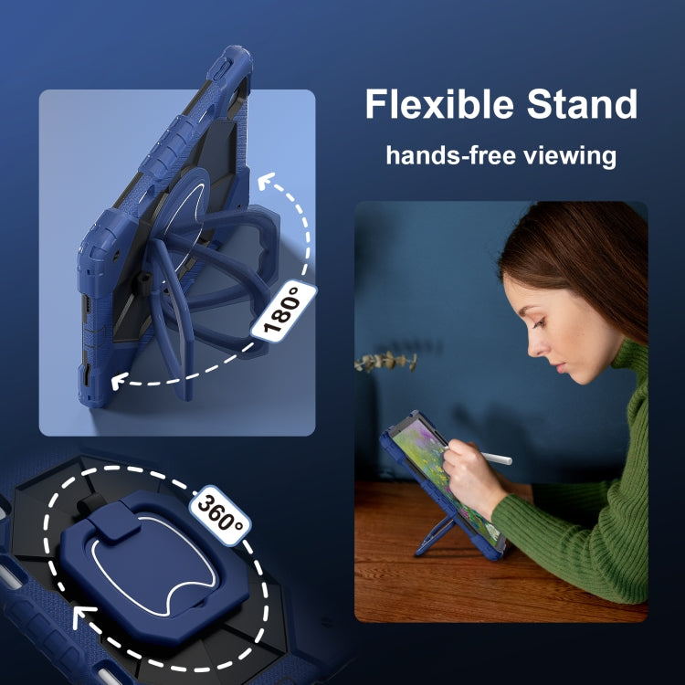 For iPad Air 11 2025 / 2024 Contrast Color Robot Silicone Hybrid PC Tablet Case(Navy Black) by bashfashion