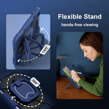 For iPad Air 11 2025 / 2024 Contrast Color Robot Silicone Hybrid PC Tablet Case(Navy Black) by bashfashion