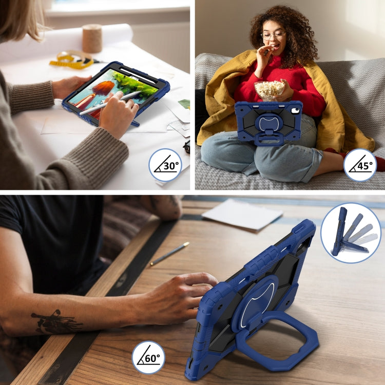 For iPad Air 11 2025 / 2024 Contrast Color Robot Silicone Hybrid PC Tablet Case(Navy Black) by bashfashion