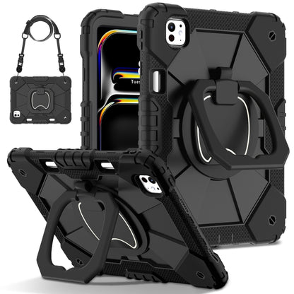For iPad Pro 11 2025 / 2024 Contrast Color Robot Silicone Hybrid PC Tablet Case(Black) by bashfashion