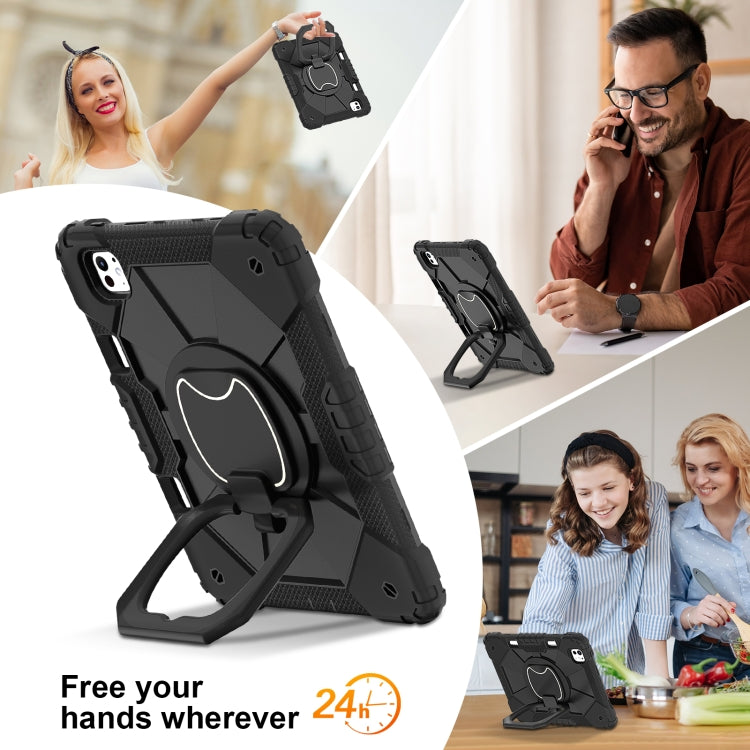 For iPad Pro 11 2025 / 2024 Contrast Color Robot Silicone Hybrid PC Tablet Case(Black) by bashfashion