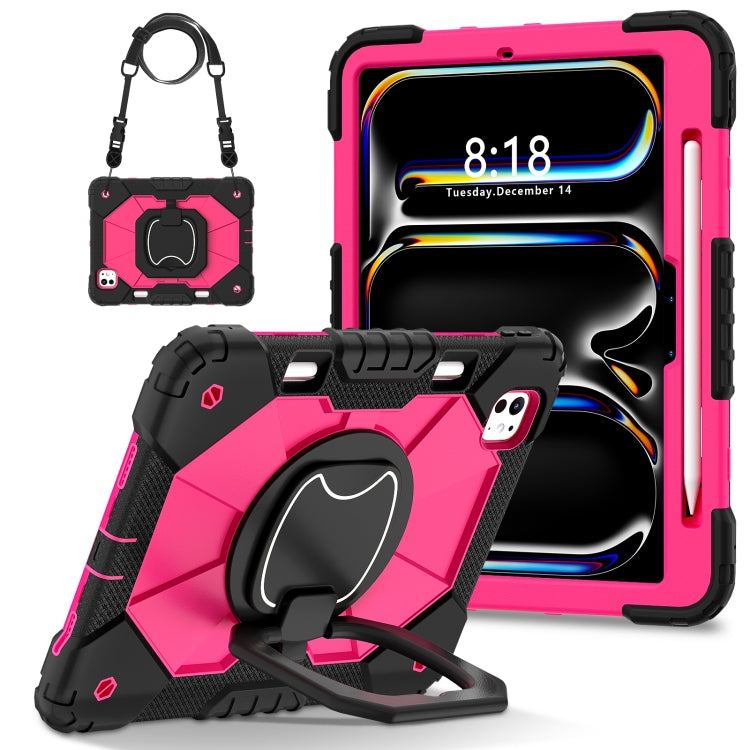 For iPad Pro 11 2025 / 2024 Contrast Color Robot Silicone Hybrid PC Tablet Case(Black Rose Red) by bashfashion