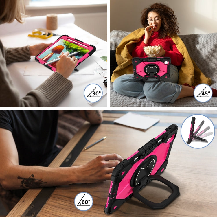 For iPad Pro 11 2025 / 2024 Contrast Color Robot Silicone Hybrid PC Tablet Case(Black Rose Red) by bashfashion