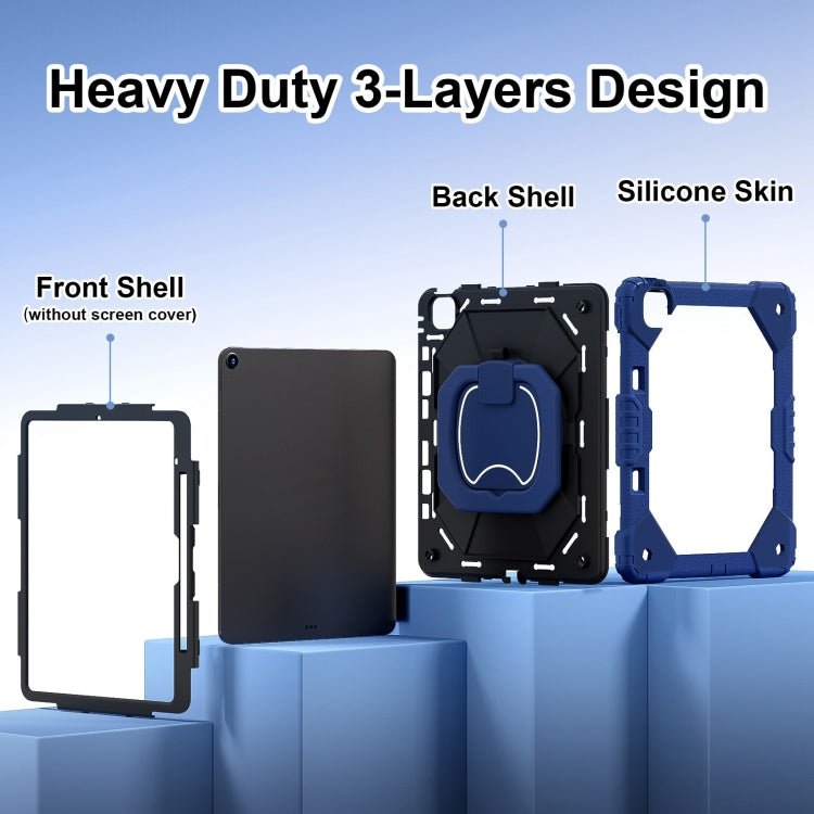 For iPad Air 13 2025 / 2024 Contrast Color Robot Silicone Hybrid PC Tablet Case(Navy Black) by bashfashion