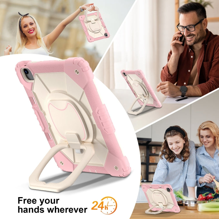 For iPad Air 13 2025 / 2024 Contrast Color Robot Silicone Hybrid PC Tablet Case(Rose Gold Beige) by bashfashion