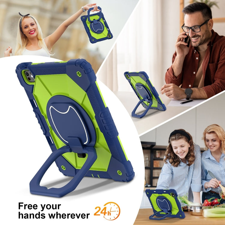 For iPad Pro 13 2025 / 2024 Contrast Color Robot Silicone Hybrid PC Tablet Case(Navy Yellow Green) by bashfashion