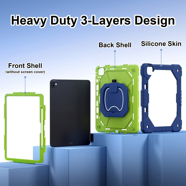 For iPad Pro 13 2025 / 2024 Contrast Color Robot Silicone Hybrid PC Tablet Case(Navy Yellow Green) by bashfashion