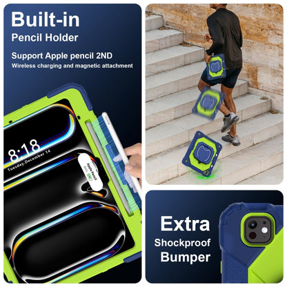 For iPad Pro 13 2025 / 2024 Contrast Color Robot Silicone Hybrid PC Tablet Case(Navy Yellow Green) by bashfashion